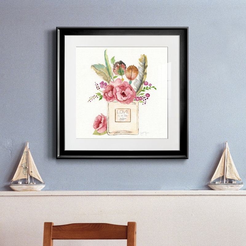Boho Bouquet II - peinture encadrée, H 17,5 po x l 17,5 po x P 1,5 po, Cadre noir