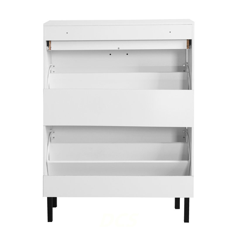 Range-chaussures, range-chaussures autoportant avec tiroirs et pieds en métal, range-chaussures moderne avec 2 tiroirs rabattables pour le vestibule, rangement pour chaussures