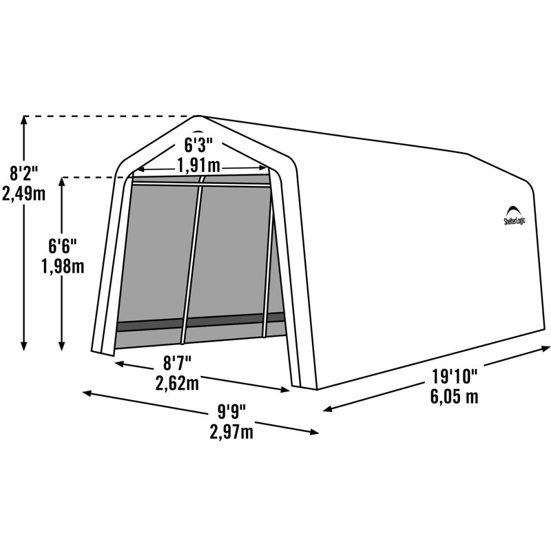 10' x 20' Sandstone Portable Garage with Roll-Up Doors