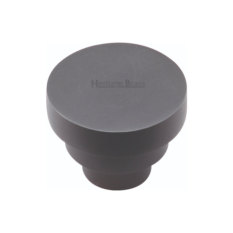 Heritage Brass Heritage Cabinet Knob Round Stepped Design, 3.8cm, Matt Black