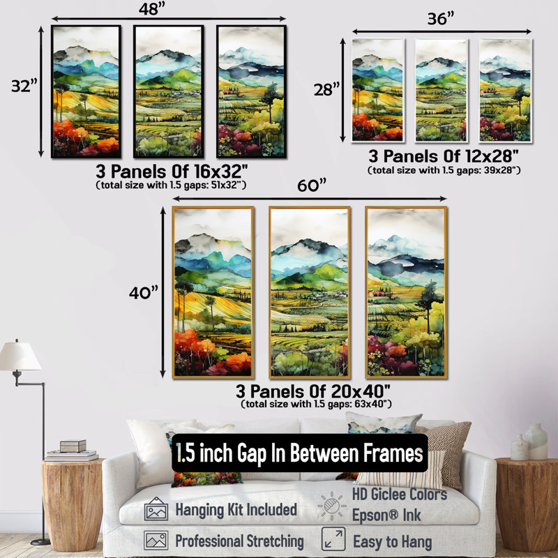 Ensemble de salon Tarquility In The Countryside III - Farm Wall Art, Cadre flottant blanc, H 32 po x l 48 po x P 1 po