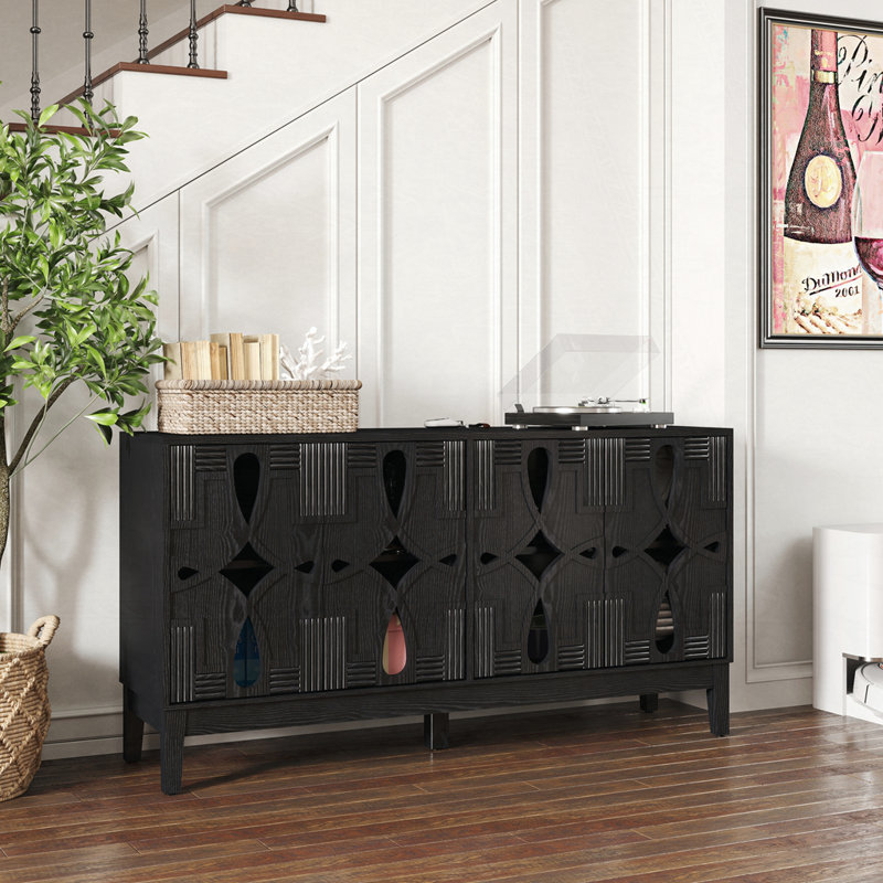 Console avec armoire de rangement, Noir