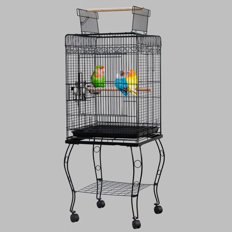 Revilla 60'' Iron Play Top Floor Bird Cage with Wheels