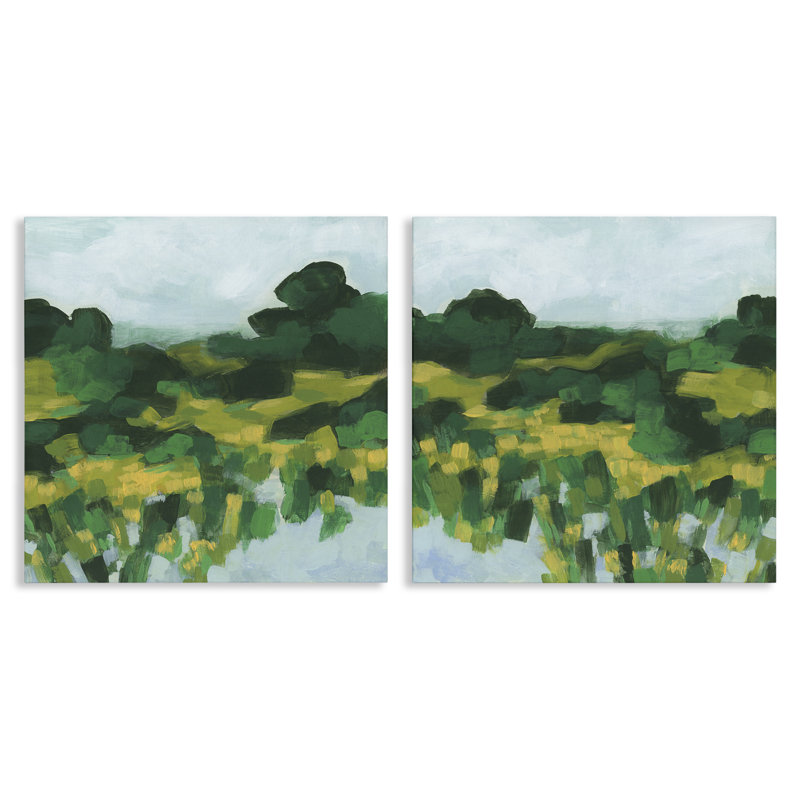  Ensemble d'art mural sur toile 2 pièces Reflecting Green Nature par June Erica Vess, H 24 po x l 24 po