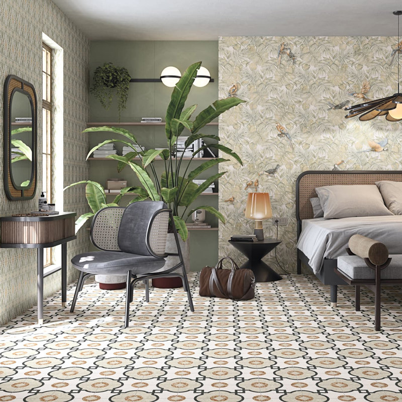 Riviera octogone Grimaud multicolore avec taco 7-7 / 8 po X 7-7 / 8 po Carreau de porcelaine pour plancher et mur