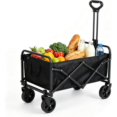 Folding Garden Cart Outdoor Camping Trailer with Adjustable Handle