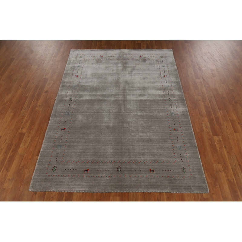 Tapis indien en laine fait à la main de style Gabbeh 5 x 8
