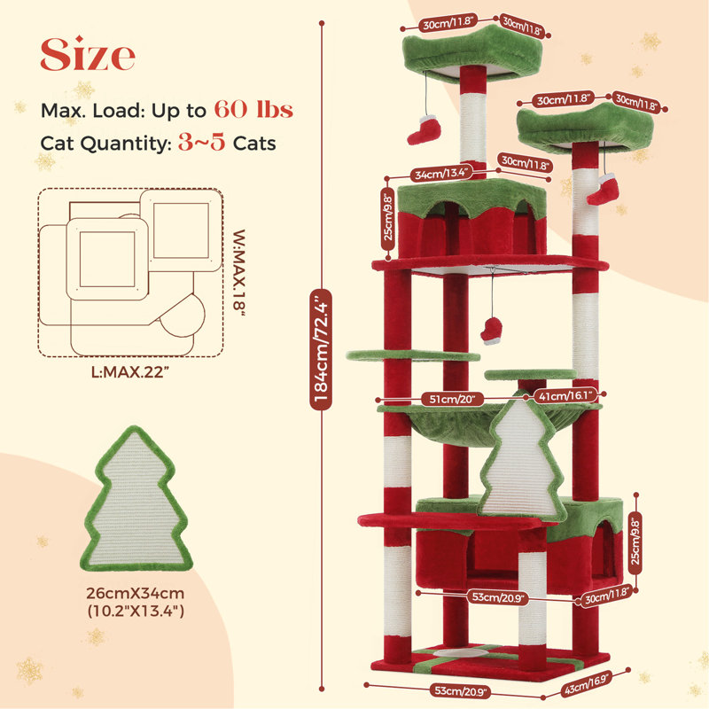 Arbre à chat en peluche 72 po