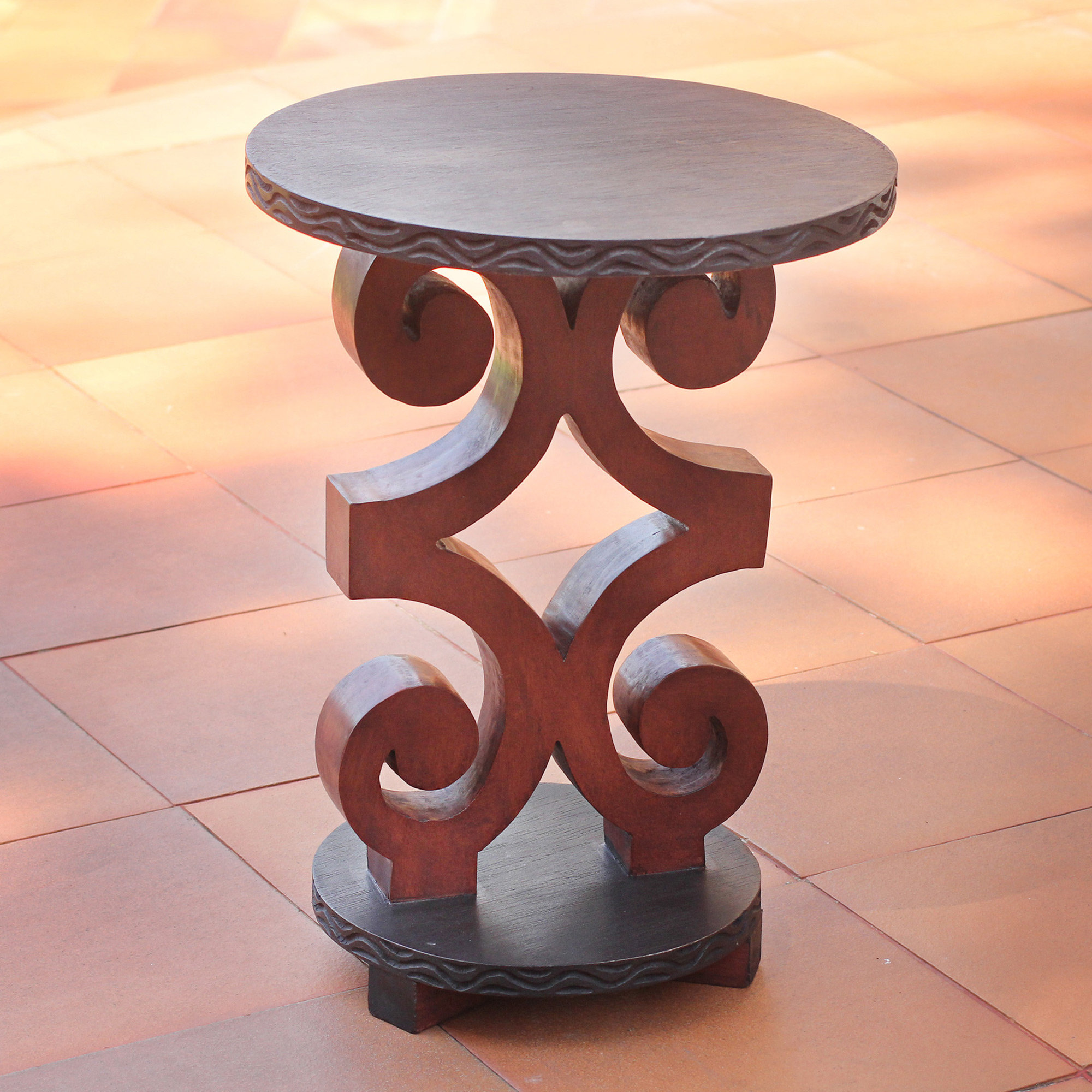 African End Table Bloomsbury Market Neerav African Rams Horn Wood End Table | Wayfair