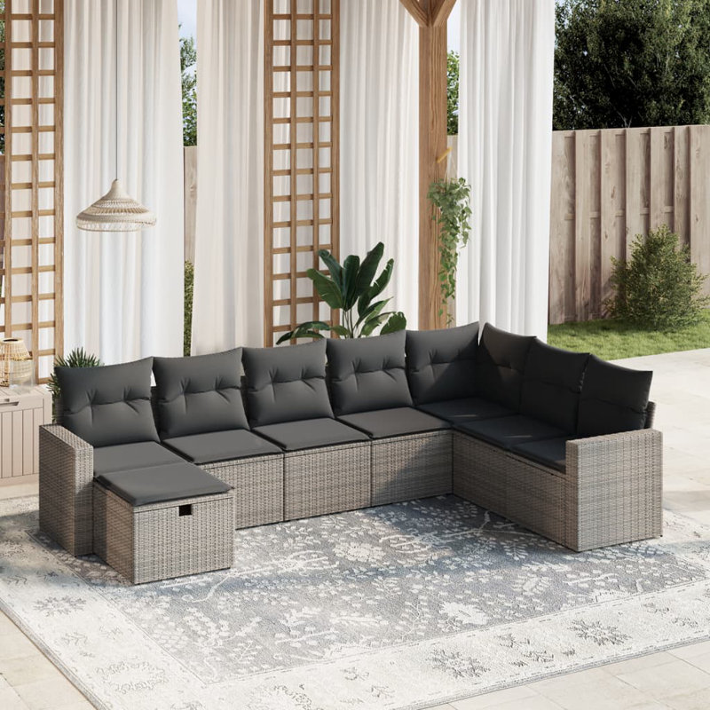Ensemble de canapé de jardin en rotin de polyester Vidaxl, acier thermolaqué grand