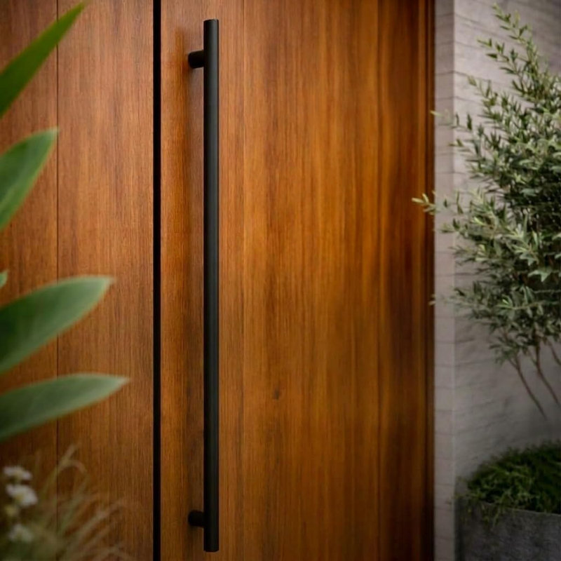 Poignée de porte ronde à pousser/tirer - Acier inoxydable moderne et contemporain. Poignée de porte longue à pousser/tirer pour entrée de maison, douche en verre, grange en bois, bureau, magasin ou boutique.
