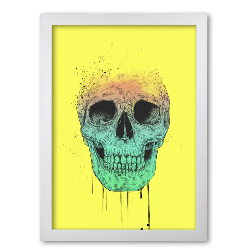 Pop Art Skull by Mercedes Lopes Charro - Print, 42 cm H x 29.7 cm W x 5 cm D, White Grain