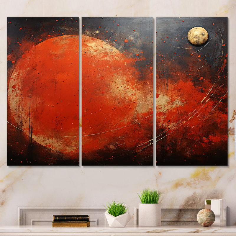 Red Mars Planet - Space Planet Wall Art, Wrapped Canvas, 32" H x 48" W