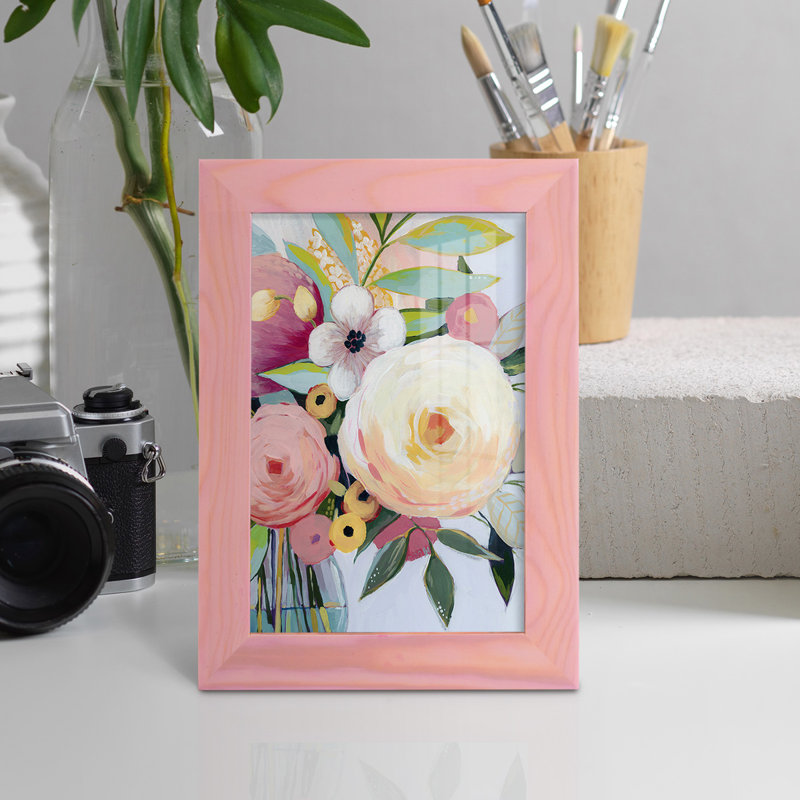 Georgia Bouquet II, encadré sur papier, H 6 po x l 4 po x P 1 po, Rose