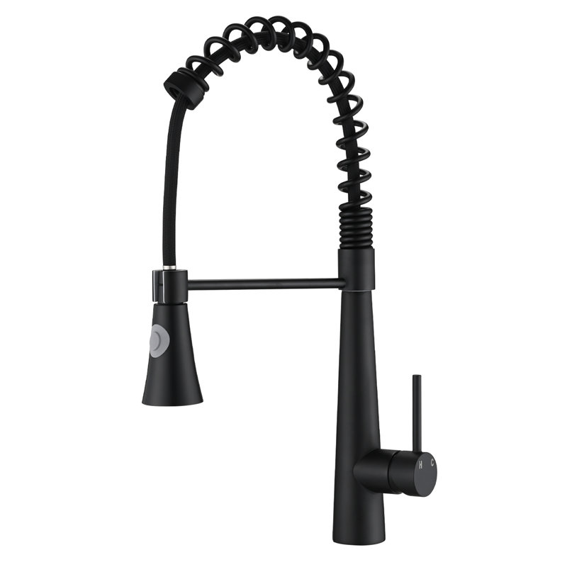 Kitchen Faucet Matte Black, With Pull Down Spray And Magnetic Docking, Stainless Manufactured Black Steel Plain Design