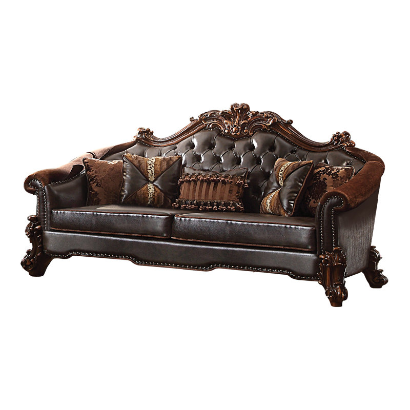 Leedom 89" Faux Leather Rolled Arm Sofa