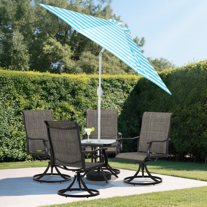 Sariyha 9 FT Patio Umbrella, Light Blue/White