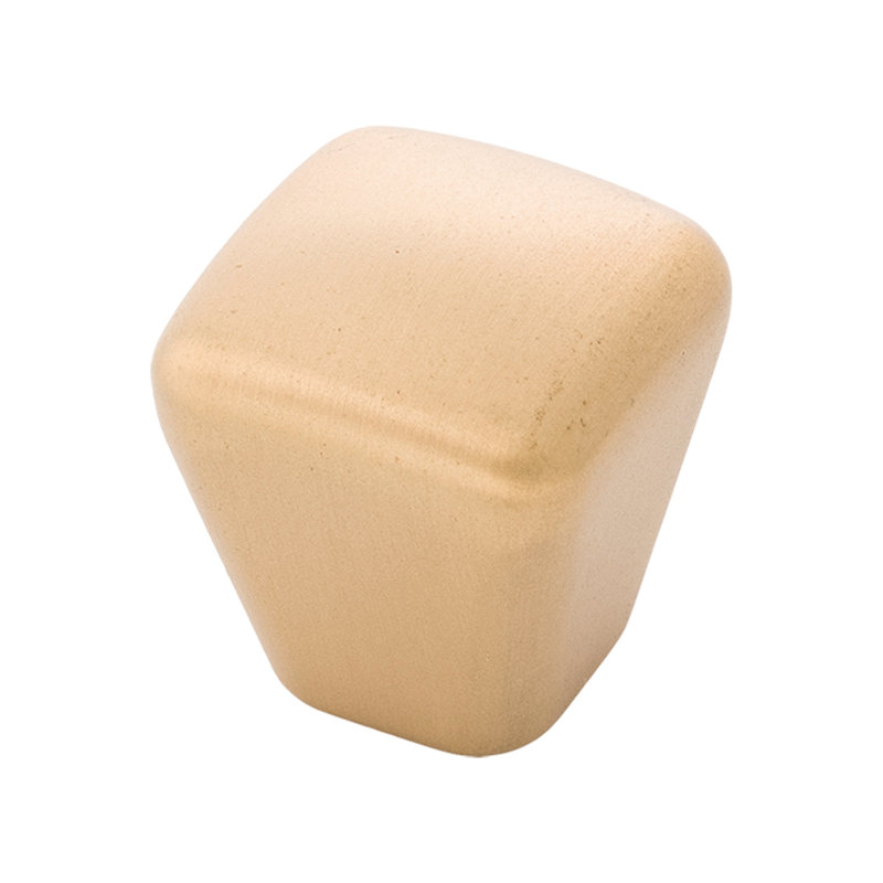 Harbor 1" Length Square Knob, Brushed Golden Brass