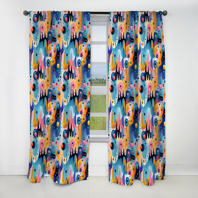 Multicolor Funky Cool Geometric Shapes Pattern I - Abstract Blackout Curtain - 1 Panels