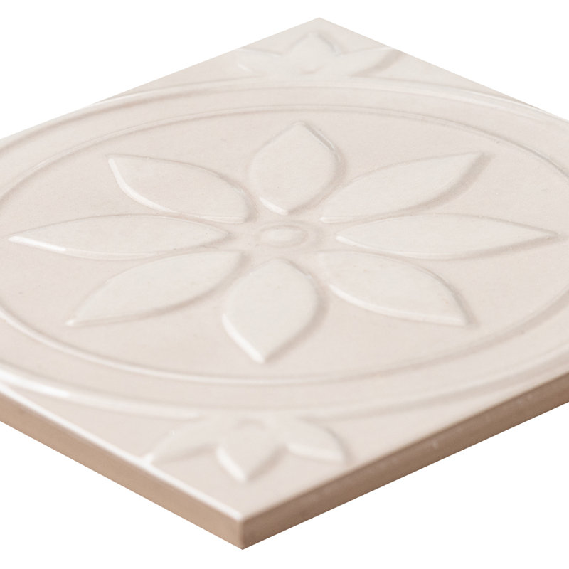 Coat of Arms 6" x 6" Ceramic Patterned Tile, White