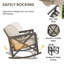 2-Person Outdoor Rocking Chair Set with Table and Cushions-1113810664