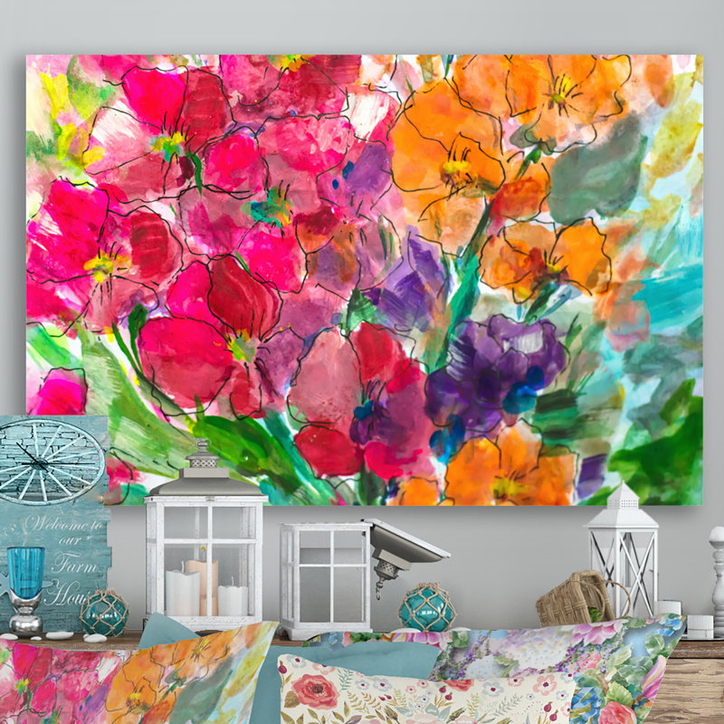 «Bright Vibrant Blossoming Spring Flowers», reproduction sur toile flottante, H 8 po x l 12 po x P 1 po, Toile tendue