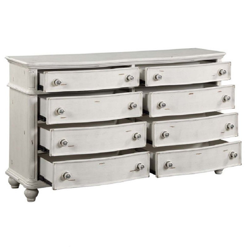 Commode 8 tiroirs Jaqueline, finition blanc antique
