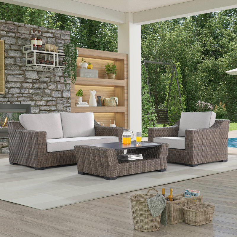 Tymere 3 - Person Patio Conversation Set with Cushions