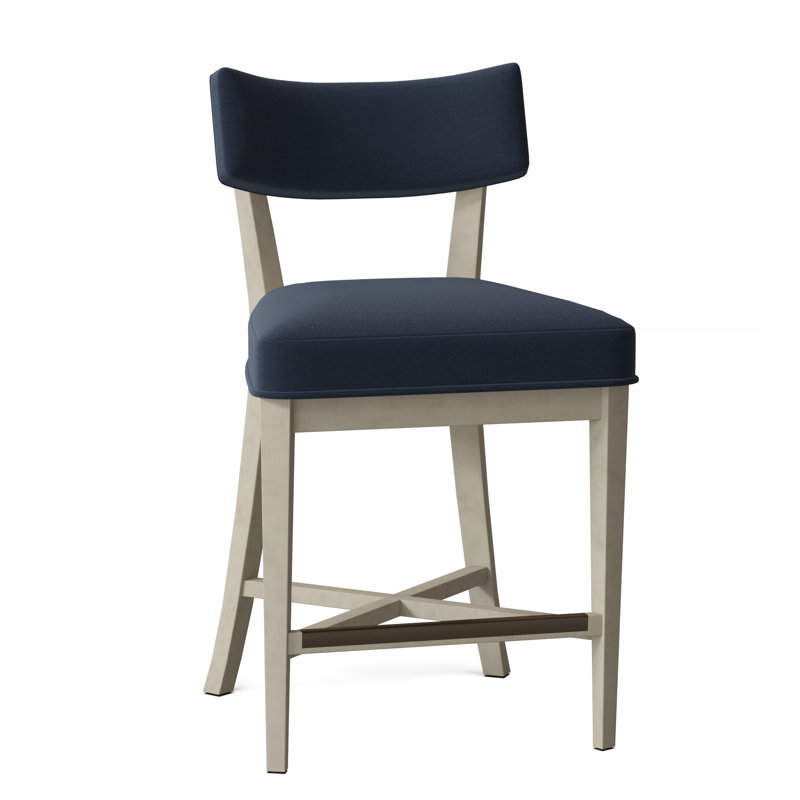 Juliet Upholstered Stool with Solid Wood Frame, Linen (3152 72), Walnut, Counter Stool (25.5" Seat Height)