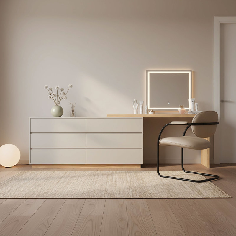 L-Shaped Corner Desk With 6 Drawers Reversible Computer Desk With Storage Home Office Writing Study Bedroom Vanity Executive Workstation