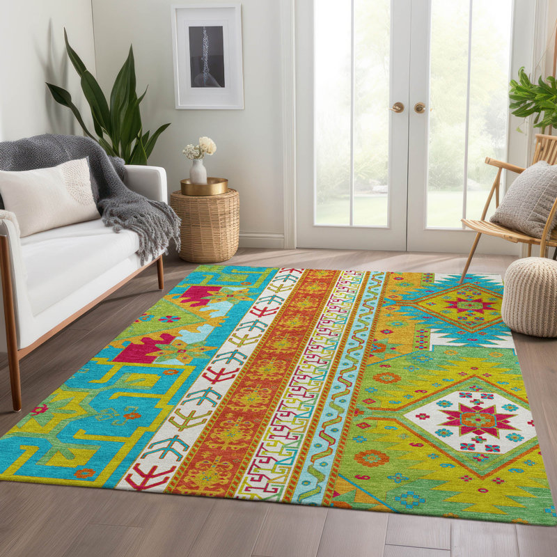 Premium Machine Washable Jahnke AMF1015 Aztec Rug, Rectangle 10' x 14'