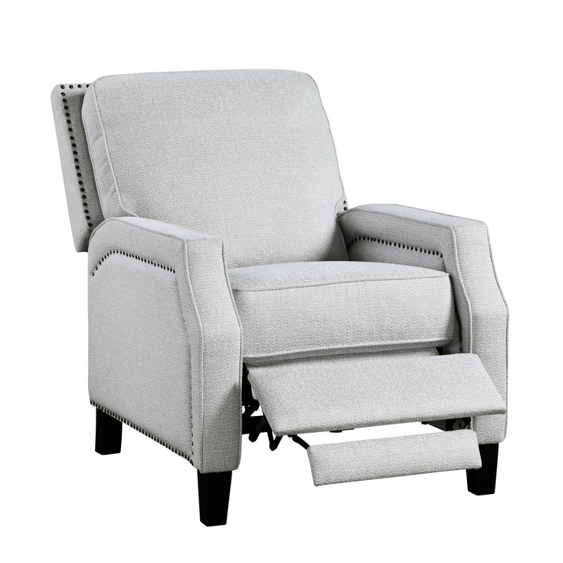 Confortable fauteuil inclinable à dossier poussoir gris, revêtement en chenille gris, fauteuil de salon 1 pièce en gris, structure en bois massif et contreplaqué