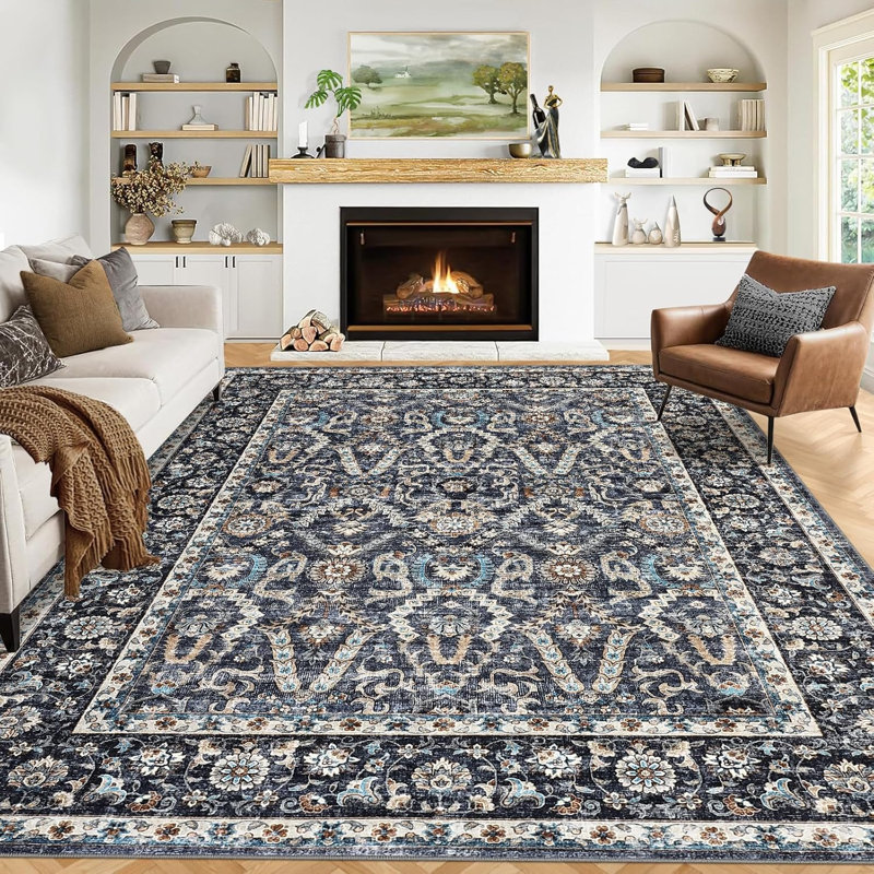 Waterproof Rug Pad Persian Style Camel 360g Pile Weight Pearl Velvet Washable Foldable Non-Shedding Living Room/Bedroom Light Grey