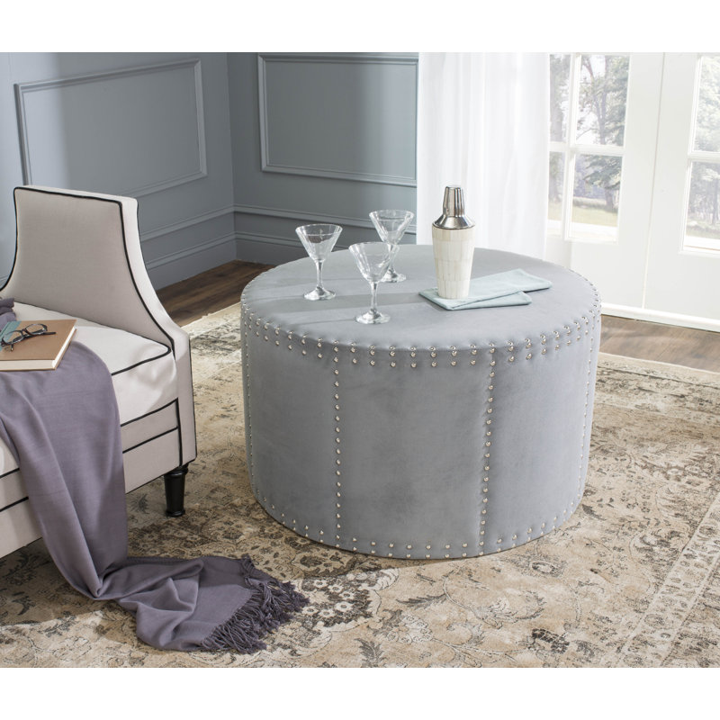 Upholstered Ottoman, Gray