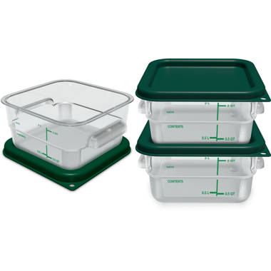 Cambro Square 4-Quart Food Storage Container with Lid, 3-count