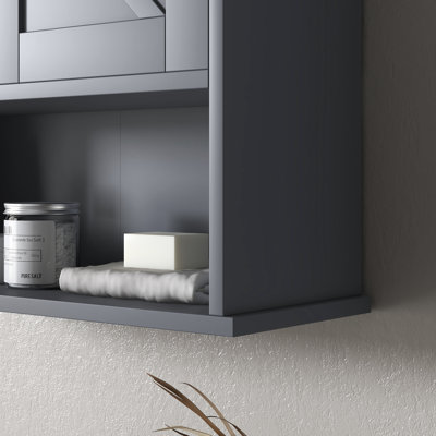 Wall Mounted Gray Bathroom Cabinet, With Style And Adjustable Shelf Space For Essentials Cabinet Bathroom, Open Shelving Storage