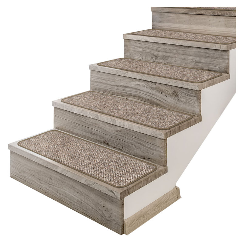 Tapis d'escalier gris Deana, Rectangle 8 po x 2 pi, Beige