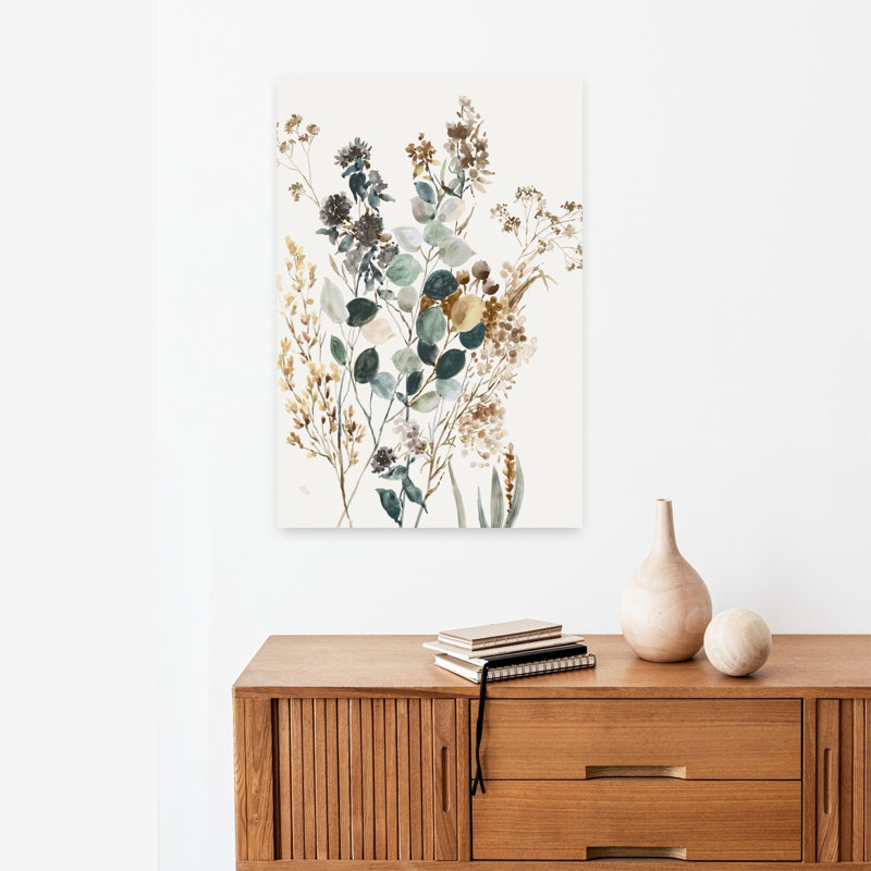 «Whispering Autumn Flora I», art mural contemporain abstrait, H 24 po x l 16 po