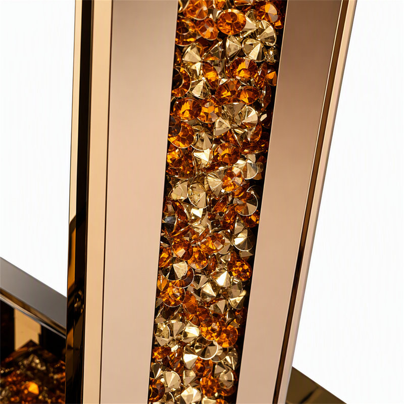 Console d'entrée moderne avec incrustation de diamant concassé et verre miroitant pour un décor glamour, idéale pour les couloirs et les salons