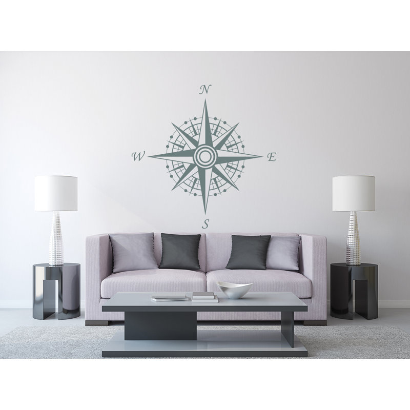 Décalcomanie murale autocollante compass, Gris