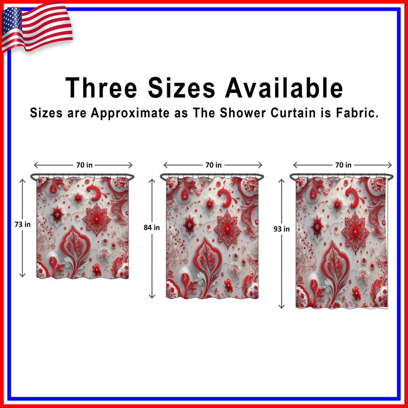 Rideaux de douche complexes rouges et blancs très longs, 70in W x 84in H