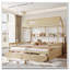 Lit plateforme simple double avec tablettes de rangement et tiroirs-974393256