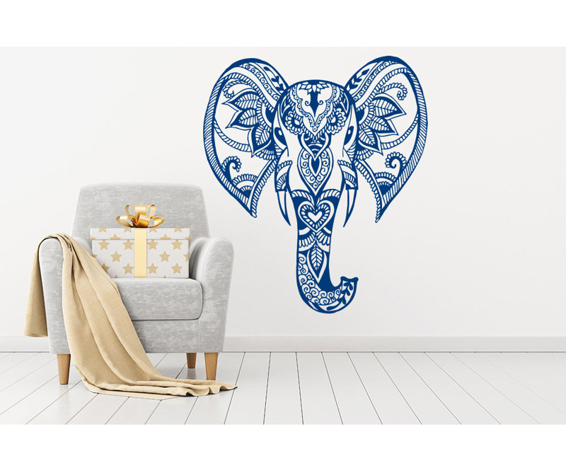 Décalcomanie murale éléphant mehndi Yatton, Bleu