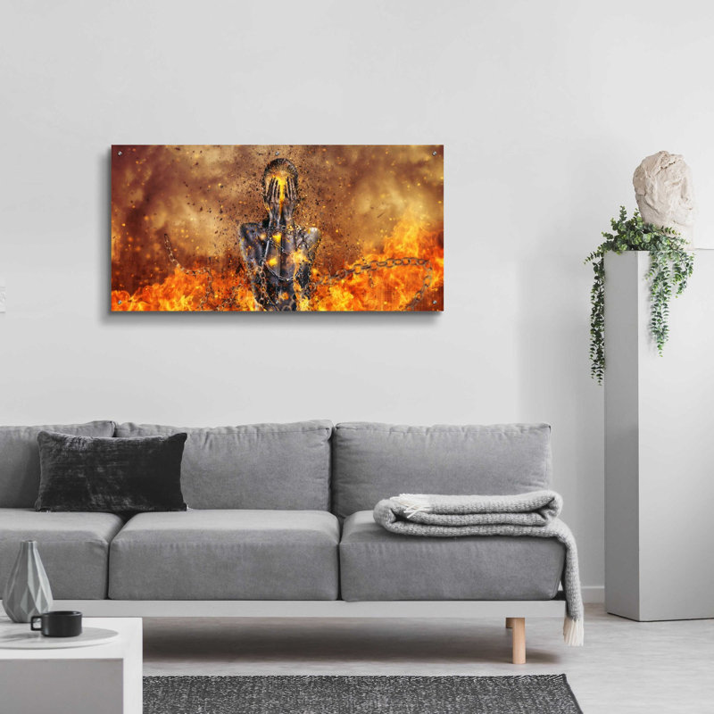 «Through Ashas Rise Landscape» par Mario Sanchez Nevado, art mural en verre acrylique, H 24 po x l 48 po x P 0,2 po