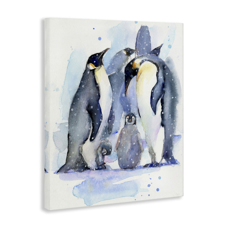 Art mural sur toile, "Penguin Family" par John Keeling, H 48 po x l 36 po