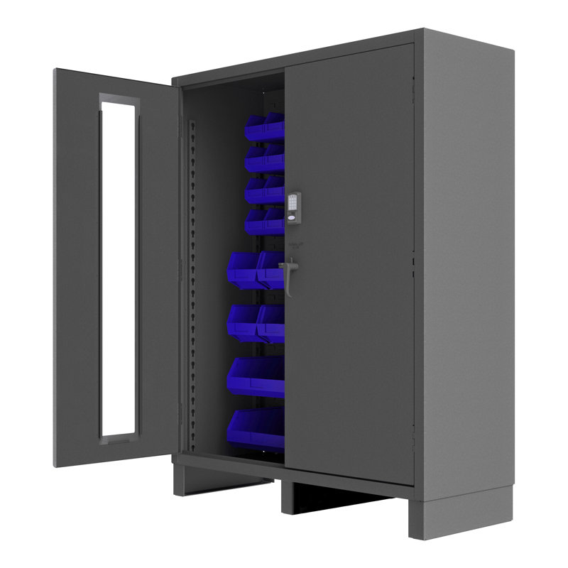 Nephrolepis Single Storage Cabinet ( 78'' H x 60.13'' W x 24'' D), Gray/Blue