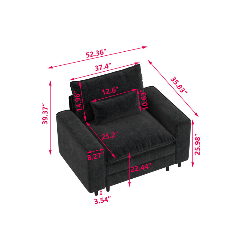 Canapé 52,5 po, Noir