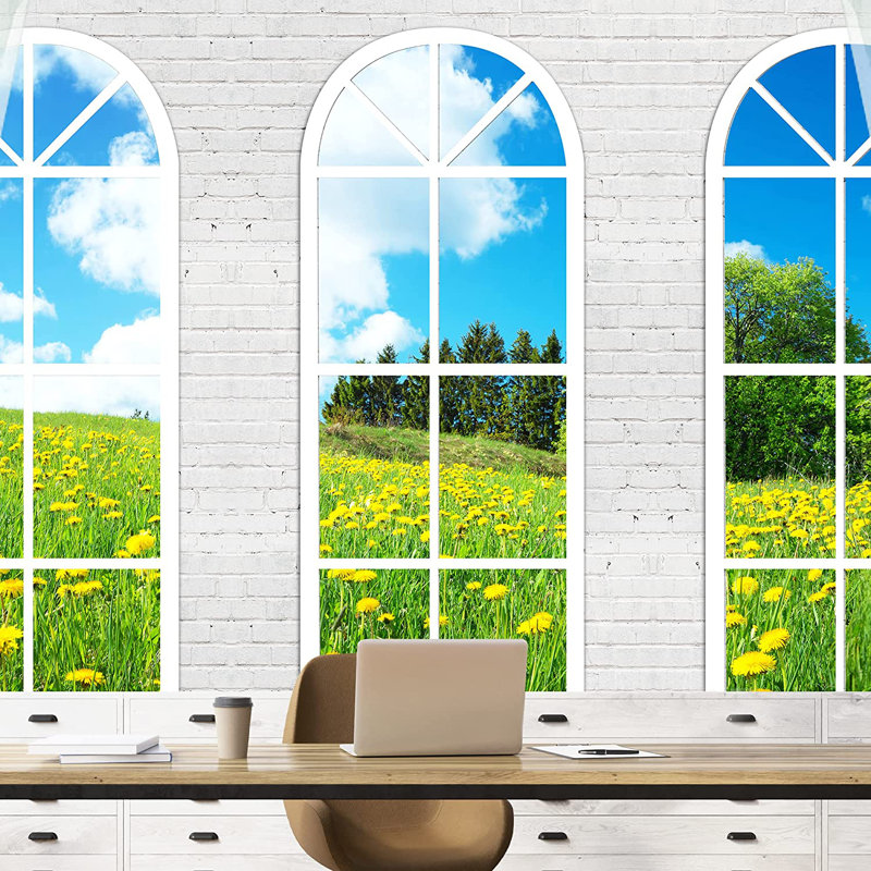 Window View Curtain Nature Wilderness Wall Mural, 100" L x 144" W