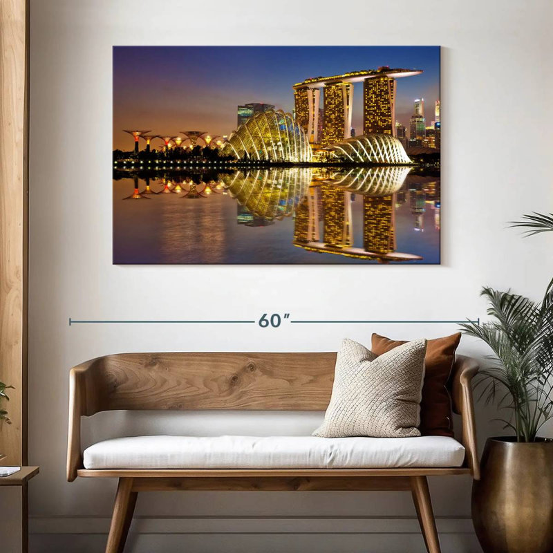 Kavia illuminé la nuit de Singapour, H 32 po x l 48 po