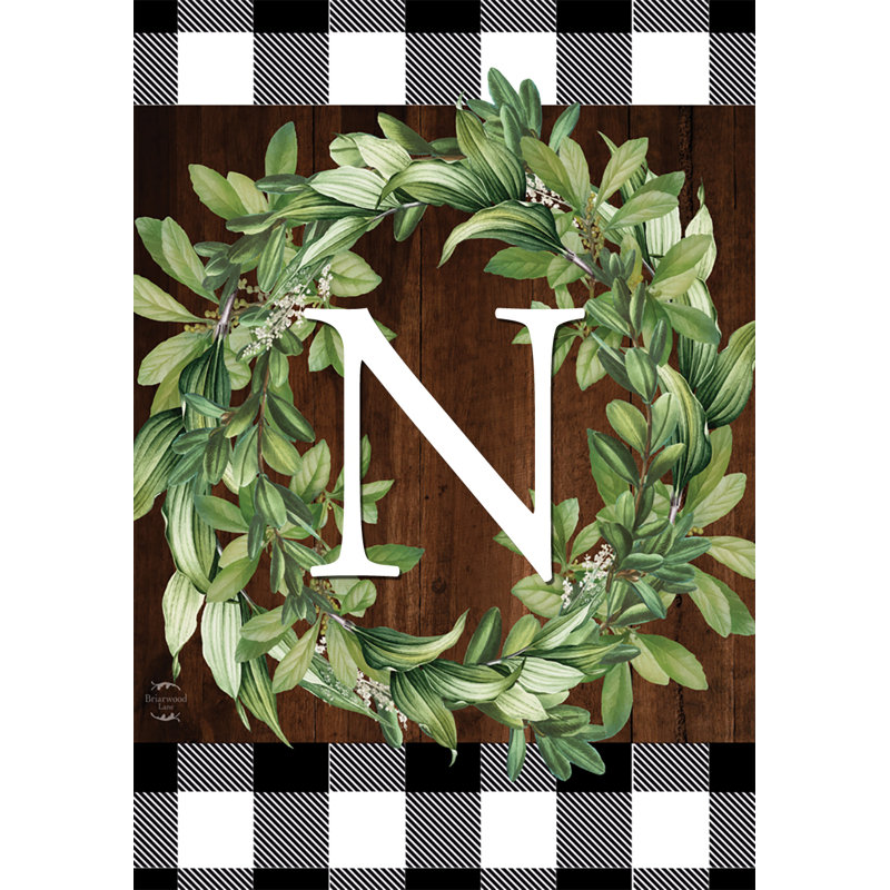 Wreath Monogram N Garden Flag
